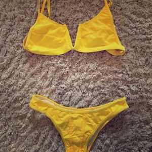 Bold yellow bikini!